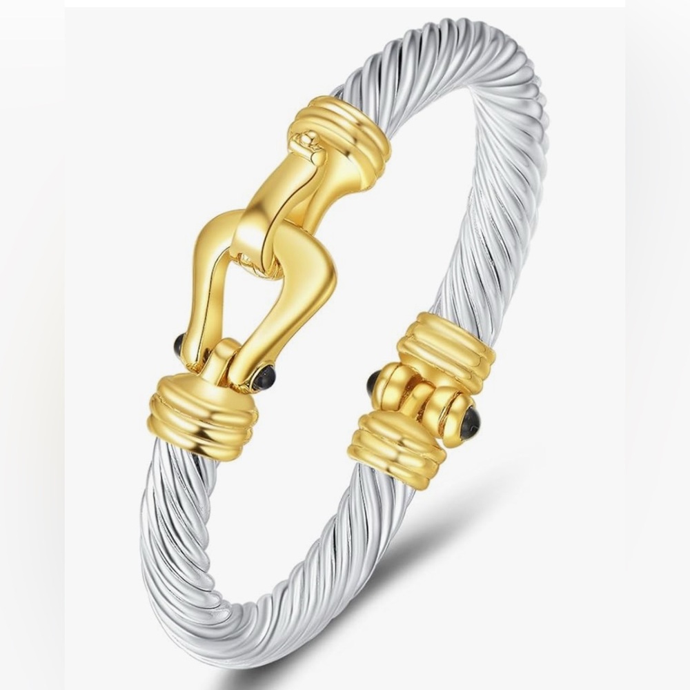 Neiman Marcus Two-Tone Cable Twist Bracelet in Silver and Gold